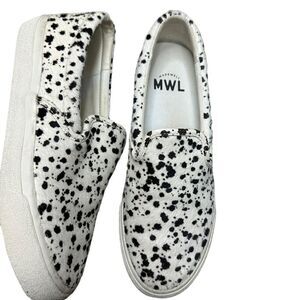 EUC Madewell Sidewalk Slip-On splatter paint dyed real calf hair Sneakers 8.5